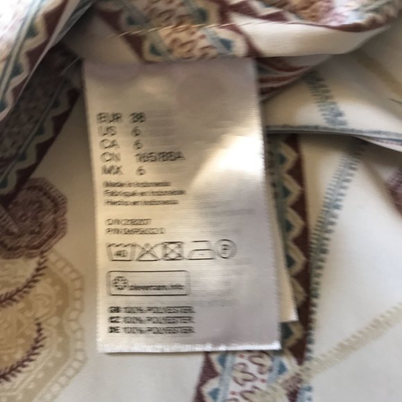 H&M Paisley Polyester 70's Vibe Button Down long sleeve sz 6 - Picture 6 of 13